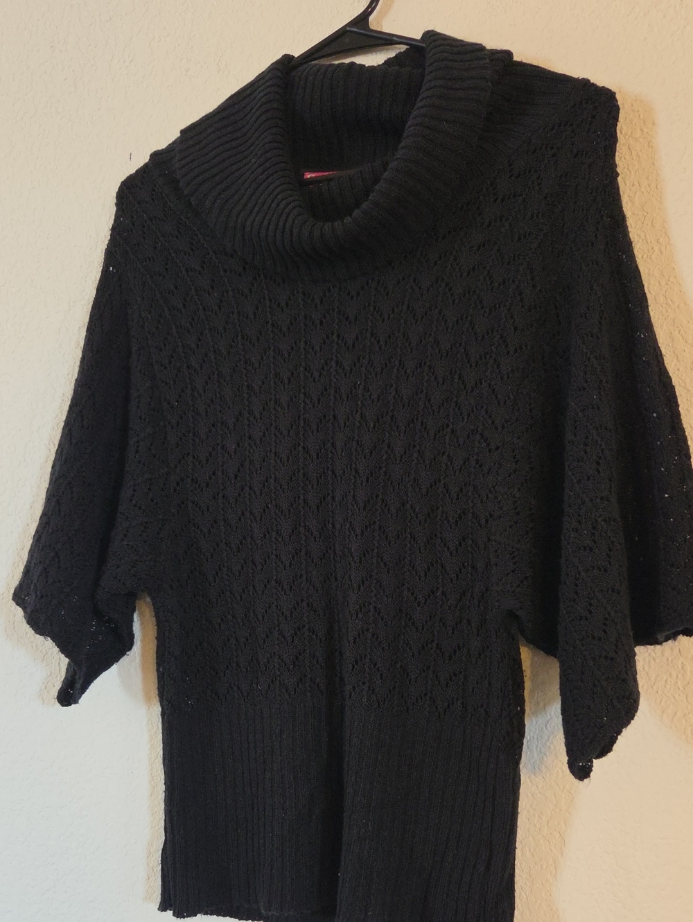 Say What? Black Cowl Neck Short Sleeve Knit Sweater